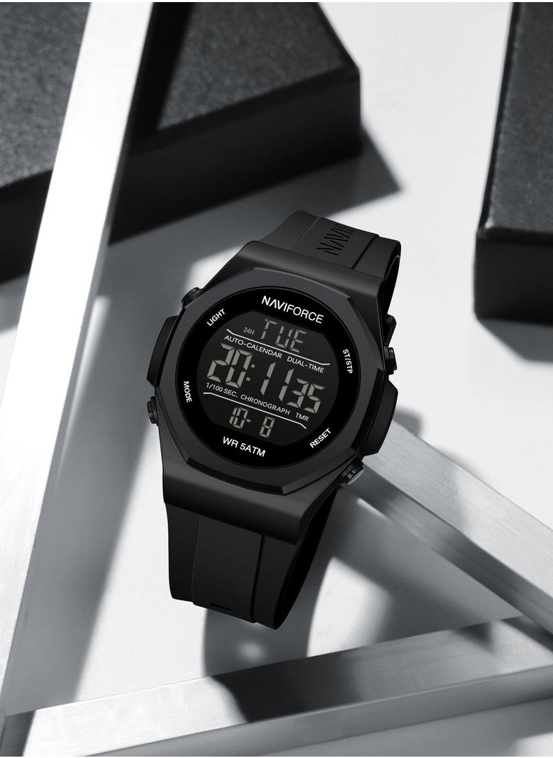 NAVIFORCE Fumed Silica Strap Multifunctional Digital LCD Wrist Watch For Men NF7117 B/B  - Image 5