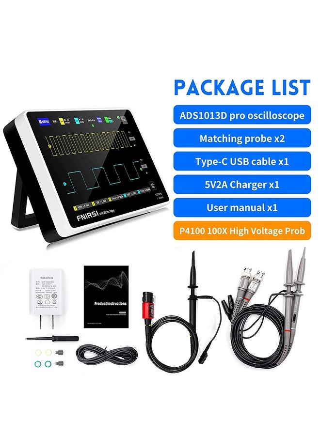 1013D Plus Oscilloscope - Portable Handheld Tablet Oscilloscope with 100X High Voltage Probe, 2 Channels 100Mhz Bandwidth 1GSa/s Sampling Rate 7 TFT LCD Touch Screen - Image 2