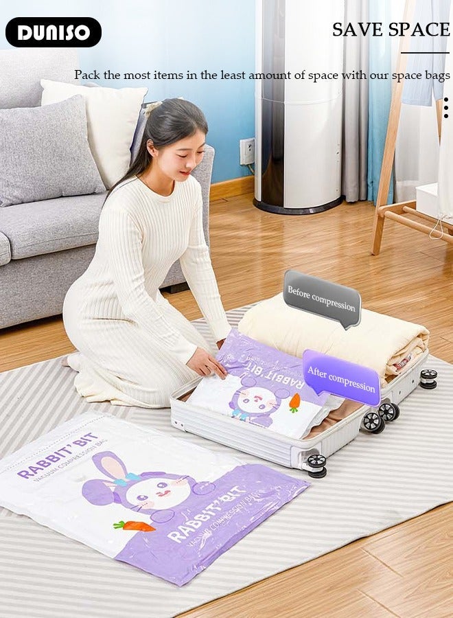 DUNISO Combo Vacuum Storage Bag with Electric Pump, 4 Pack(1Jumbo + 1 Large + 1Medium + 1 Small) of Reusable Compression Bags, Double Zip Seal Special-Grip Clip,Travel Vacuum Sealer Bags, Rapid Vacuum for Clothes, Mattress, Blanket, Pillows Compression and Travelling - Image 5