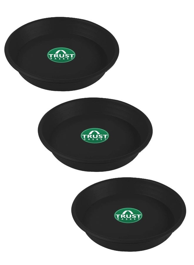 TrustBasket UV Treated 4.5 inch Round Bottom Tray(Plate/Saucer) Suitable for 6 inch Round Plastic Pot - Black Color-Set of 3 - Image 1