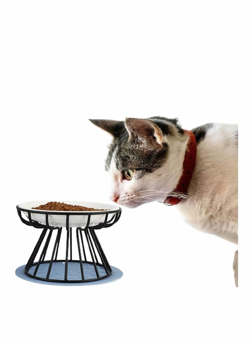 واي آند دي Pet Feeding Dish with Stand Ceramic Cat Bowl Raised Puppy Kitten Food Dispenser for Home - Image 1