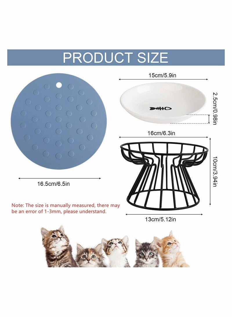 واي آند دي Pet Feeding Dish with Stand Ceramic Cat Bowl Raised Puppy Kitten Food Dispenser for Home - Image 5