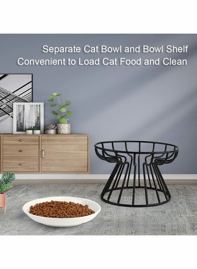 واي آند دي Pet Feeding Dish with Stand Ceramic Cat Bowl Raised Puppy Kitten Food Dispenser for Home - Image 4