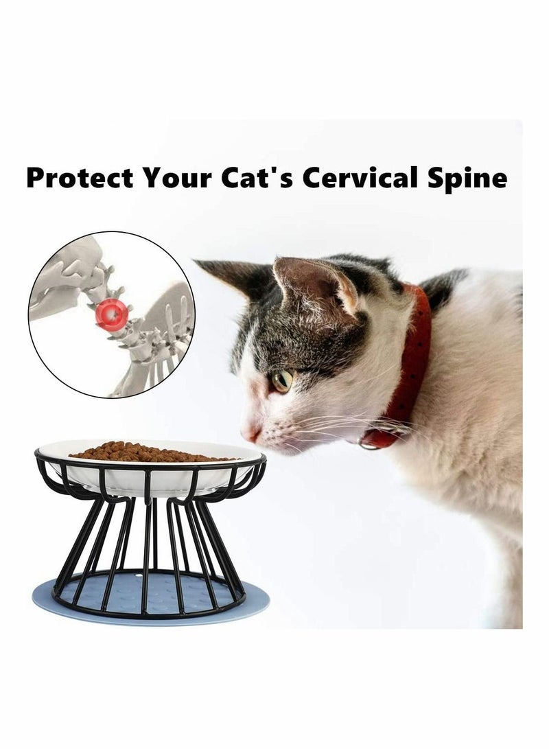 واي آند دي Pet Feeding Dish with Stand Ceramic Cat Bowl Raised Puppy Kitten Food Dispenser for Home - Image 3