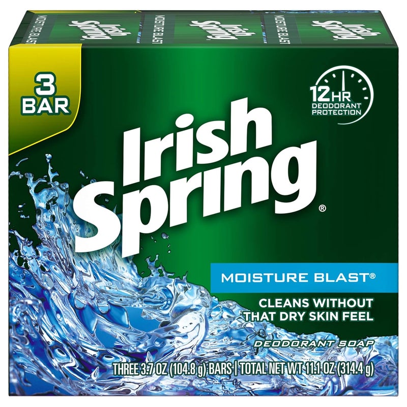 Irish Spring Deodorant Soap Moisture Blast 37 Ounce Pack of 3