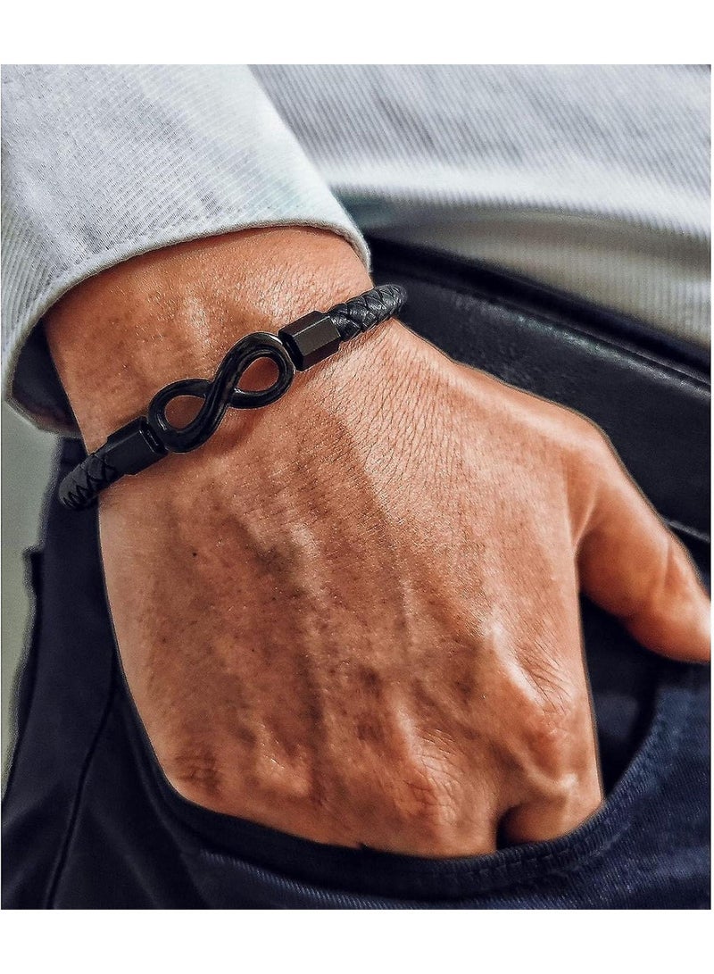 سوار جلدي إنفينيتي هدايا للزوج من الزوجة، أحبك إلى الأبد ودائمًا سوار الذكرى السنوية لصديقك  - Image 3