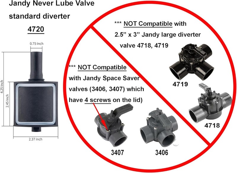 Winjet ATIE Neverlube Diverter Valve Kit 4720 Replacement for Zodiac Jandy 2 Port or 3 Port (3 Pack) - Image 4
