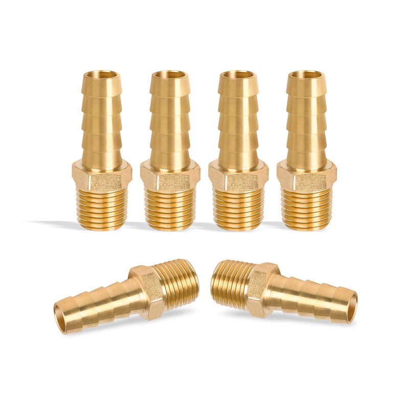 Dmikcav 6 قطعة تركيبات خرطوم النحاس 1/4 NPT إلى 3/8 بارب الشائكة خرطوم تركيبات ذكر الموضوع خرطوم بارب محول موصل خرطوم بارب تركيبات - Image 1