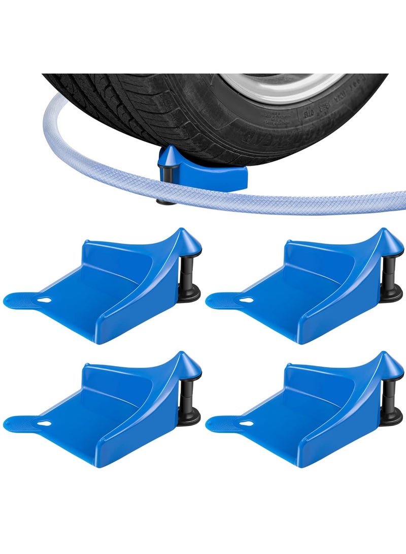 Excefore Car Hose Guide, 4 Pcs Tire Hose Roller for Car Washing, Detailing Tire Hose Guide Preventing Pressure Washer Hose Stuck Under The Tires, Blue Car Plastic Wash Tool to Avoid Snagging - Image 1