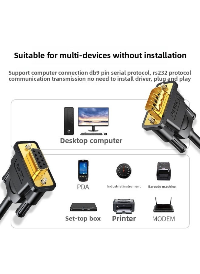 Green Link Rs232 خط تسلسلي Db9 وصلة تمديد تسعة دبابيس ذكر إلى أنثى محول اتصالات بيانات Com موصل أنثى - اللون: ذكر إلى أنثى خط متقاطع - 1.5 متر  - Image 3