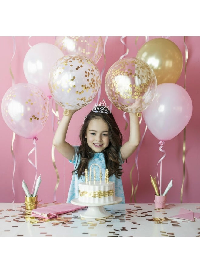 ThePartyPopper 50 Pcs Pink and White Balloons Set – 12 Inch Metallic Gold, Pink, White & Confetti Latex Balloons Kit for Birthday, Wedding, Anniversary, Christmas - Image 5
