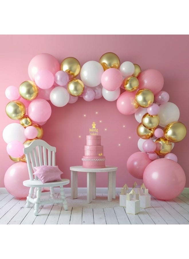 ThePartyPopper 50 Pcs Pink and White Balloons Set – 12 Inch Metallic Gold, Pink, White & Confetti Latex Balloons Kit for Birthday, Wedding, Anniversary, Christmas - Image 4