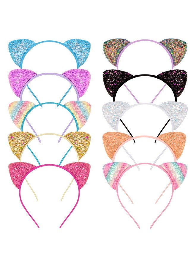 كوسايد 10 قطع من عصابات رأس آذان القطط اللامعة من تايلور لتزيين الحفلات عصابات رأس للبنات هدايا حفلات غابي لوازم عيد ميلاد القطط للنساء إكسسوارات شعر الهالوين حلقات شعر أزياء - Image 1