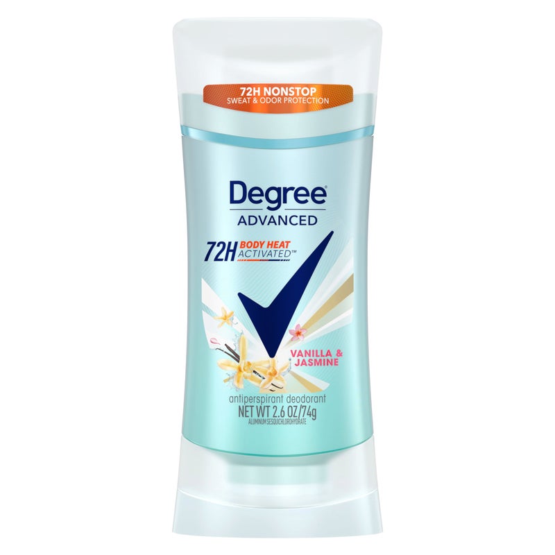 Degree Advanced Protection Antiperspirant Deodorant Vanilla  Jasmine for 72Hour Sweat  Odor Control for Women with Body Heat Activated Technology 26 oz