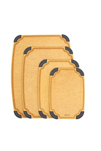 Elihome Essential Series 4in1 Cutting Board Set for Kitchen Dishwasher Safe Nonslip Feet Juice Groove BPA Free Reversible 4 pieces Cutting Board Set