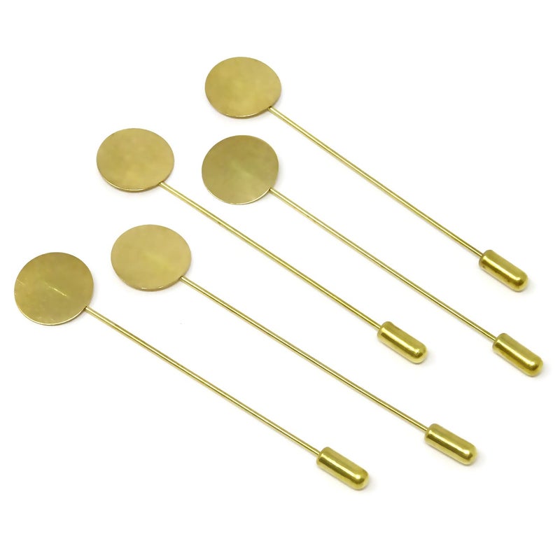 HONBAY Honbay 20PCS Round Tray Safety Pins Lapel Sticks Blank Brooch Bases Suit Tie Hat Pin Scarf BadgeGold