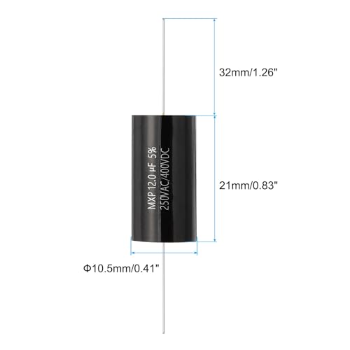 PATIKIL 12uF 250AC/400DC V Axial Film Capacitor, Yellow, CBB20, 1 Pcs - Image 2