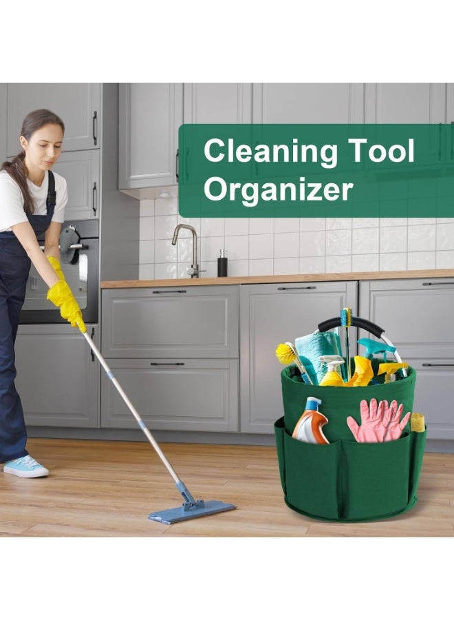 YelaJoy 17L Cleaning Tool Storage Basket,  Foldable Cleaning Supply Caddy,  Cleaning Caddy Cleaning Products Organizers, Portable Multi Cleaning Bucket Bag for Home, Garden (Green) - Image 3