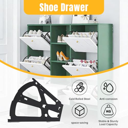 BORDSTRACT Shoe Cabinet Hinge, 2 Layers Shoe Cabinet Flip Frame Shoe Rack Hinges Flip Drawer Hinge Hardware Parts for Shoe Cabinet, Flip Drawer, Smooth Flipping - Image 3