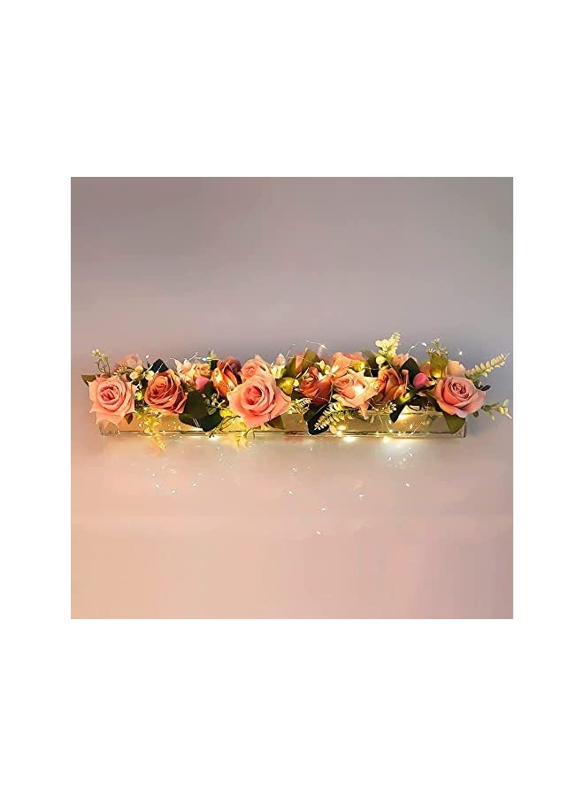 The Bros مزهرية زهور أكريليك شفافة مستطيلة مع إضاءة LED، مزهرية زهور فريدة منخفضة للديكور المنزلي أو حفلات الزفاف (45 * 10 * 6.5، مع LED) - Image 2