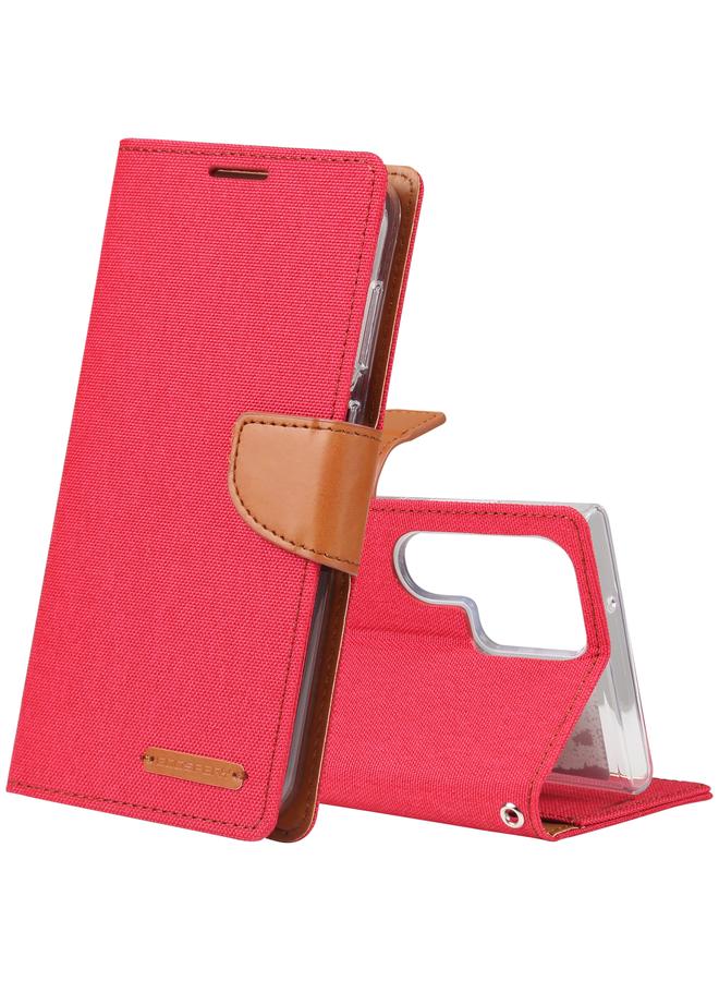 The Bros Case For Samsung Galaxy S23 Ultra 5G CANVAS DIARY Fabric Texture Flip Leather Phone Case