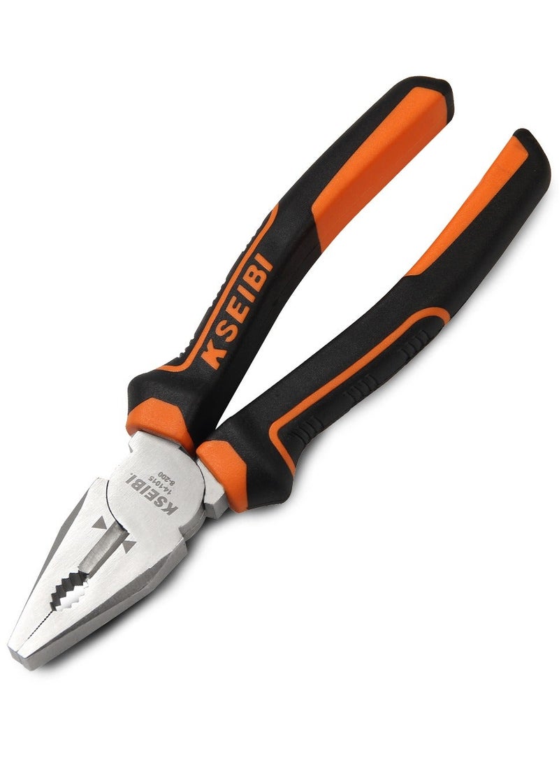 KSEIBI Combination Plier, Heavy Duty Side Cutting Pliers with Professional Handle, Ideal for Wire, Cables, Crimping, Shearing, Clamping Screws, Steel Hand Tool Plier, Spring Loaded with Safety Lock. - Image 1