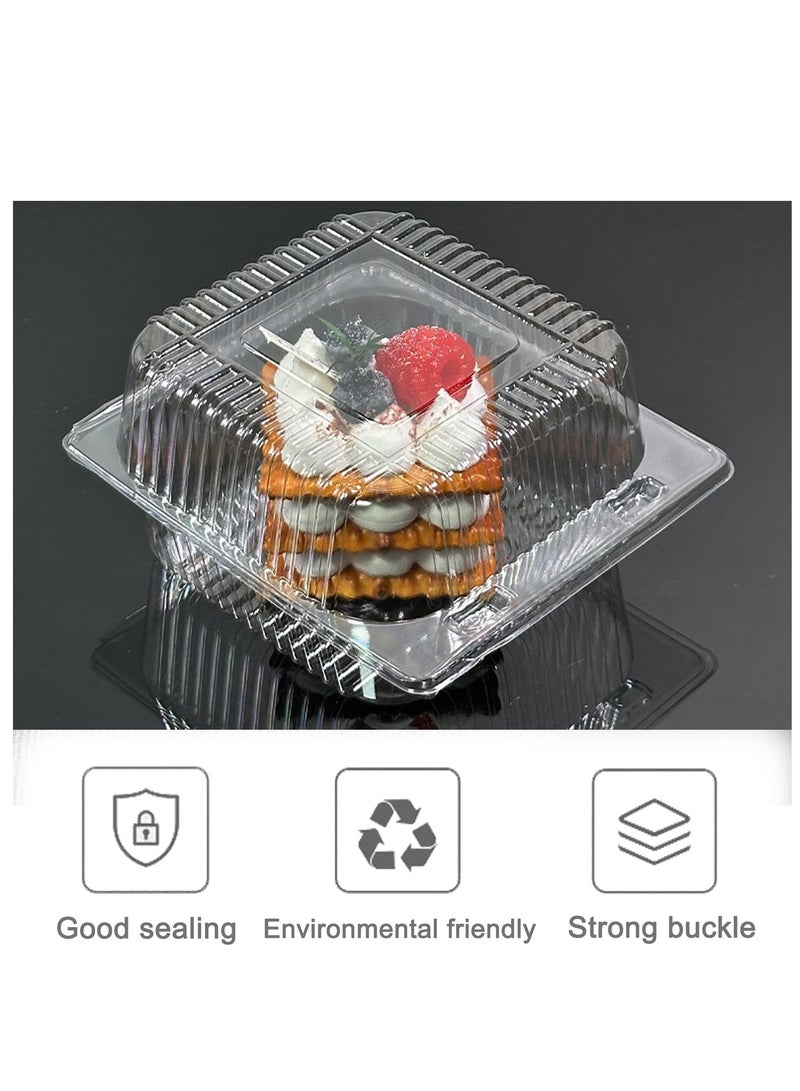 100 Pack Clear Plastic Square Hinged Food Container,Disposable Plastic To Go Containers with Clear Lids,Cake Slice Containers Clamshell Takeout Tray for Pastry,Salad,Dessert - Image 4