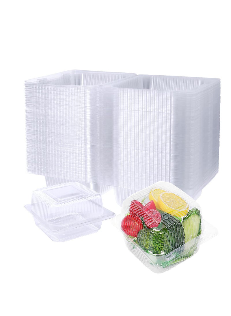 100 Pack Clear Plastic Square Hinged Food Container,Disposable Plastic To Go Containers with Clear Lids,Cake Slice Containers Clamshell Takeout Tray for Pastry,Salad,Dessert - Image 1
