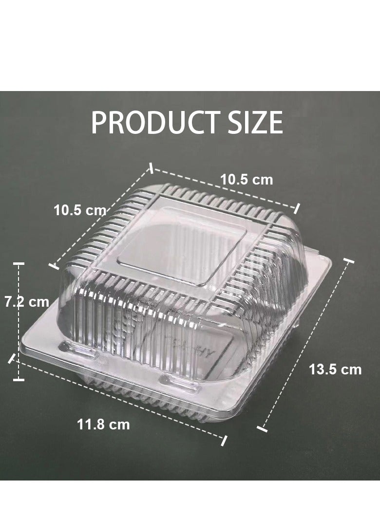 100 Pack Clear Plastic Square Hinged Food Container,Disposable Plastic To Go Containers with Clear Lids,Cake Slice Containers Clamshell Takeout Tray for Pastry,Salad,Dessert - Image 5