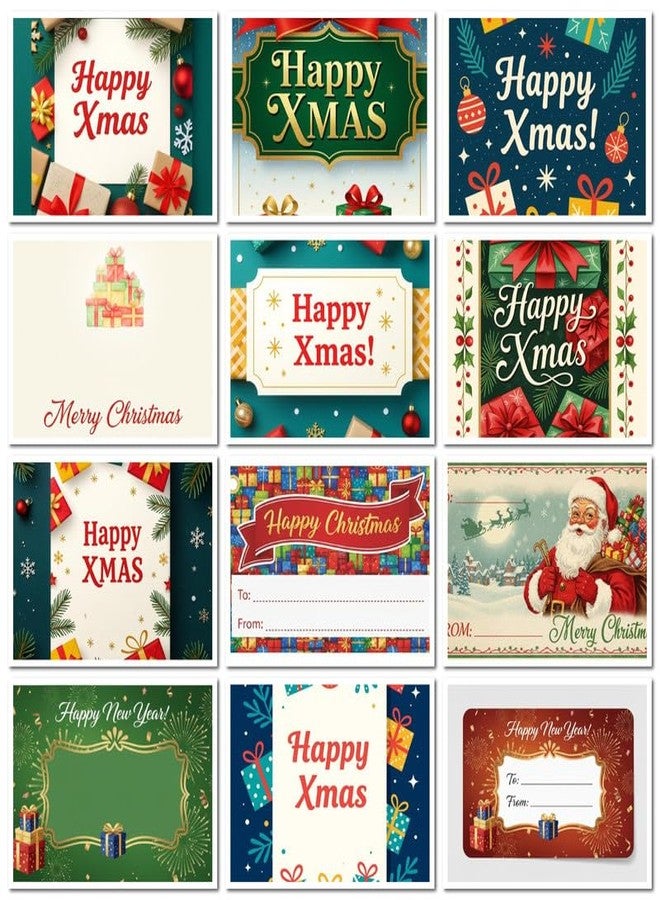 Nimida® Beautiful 72 PCs Merry Christmas and Happy New Year Round Stickers for Small Business Gift Packing. 36 Designs 2 Stickers Each - Image 5