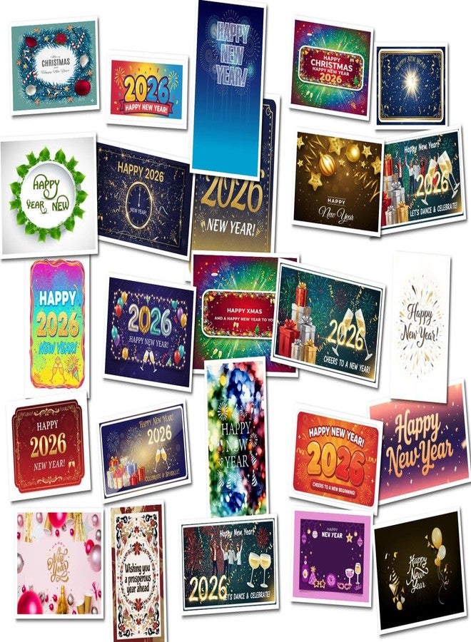 Nimida® Beautiful 72 PCs Merry Christmas and Happy New Year Round Stickers for Small Business Gift Packing. 36 Designs 2 Stickers Each - Image 3