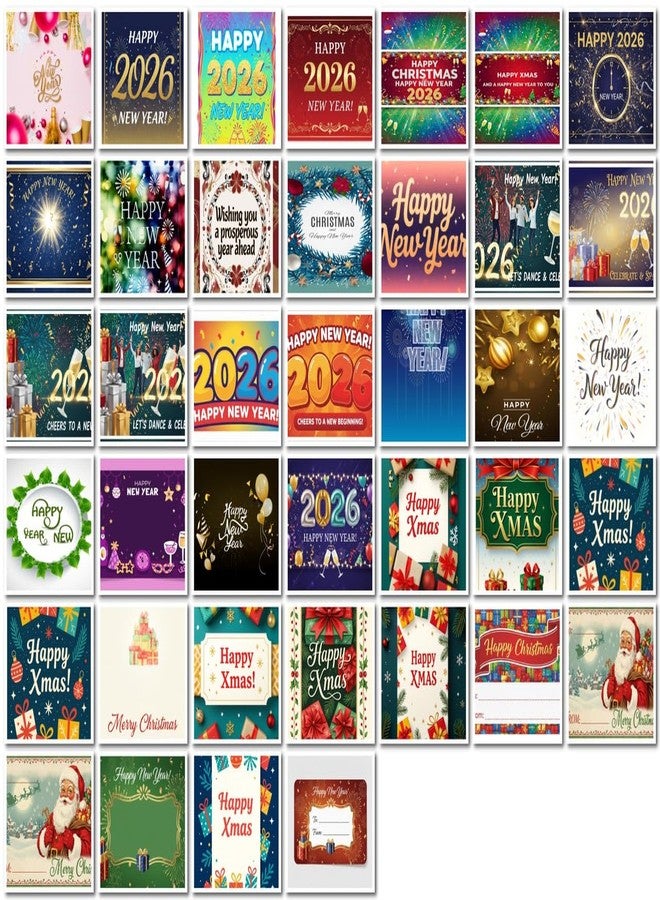 Nimida® Beautiful 72 PCs Merry Christmas and Happy New Year Round Stickers for Small Business Gift Packing. 36 Designs 2 Stickers Each - Image 2