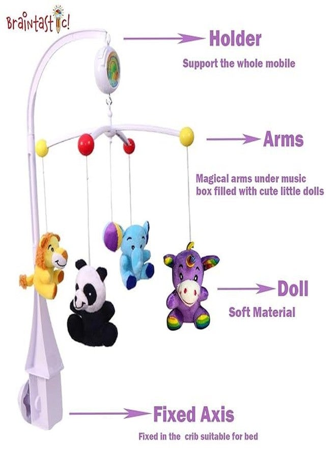 Braintastic لعبة سرير أطفال موسيقية دوارة أوتوماتيكية من Braintastic بتصميم سفاري، مزودة بخشخيشات ناعمة وأصوات هادئة للأطفال حديثي الولادة (من عمر 0 إلى سنتين). - Image 2