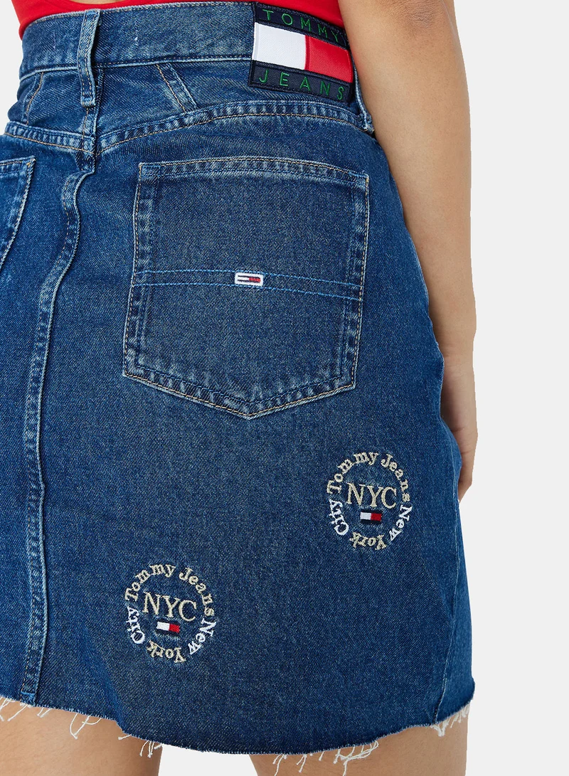 TOMMY JEANS Logo Mom Denim Skirt