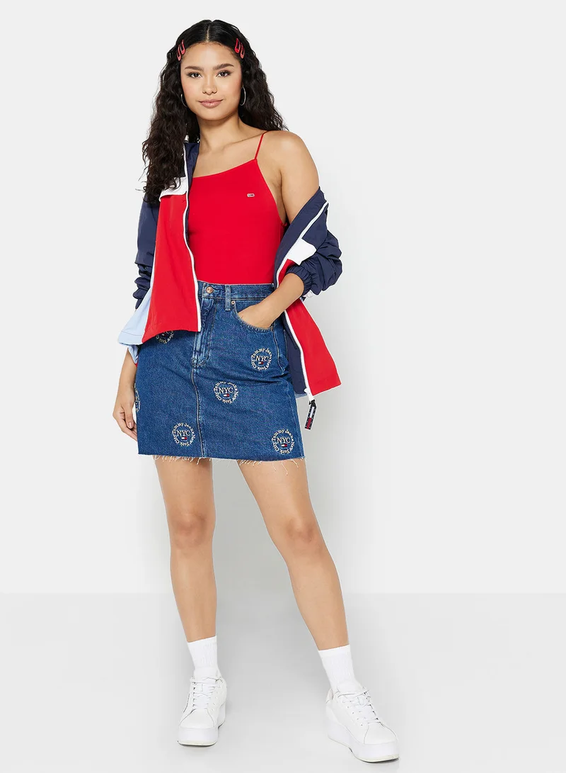 TOMMY JEANS Logo Mom Denim Skirt