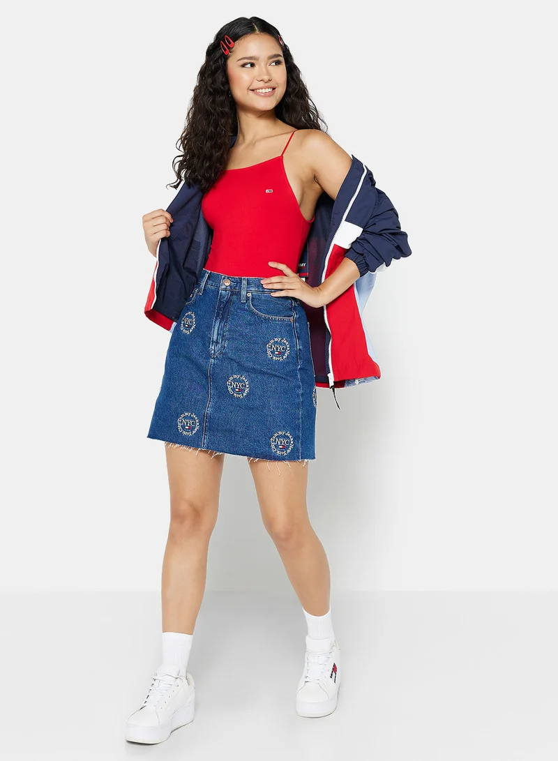 TOMMY JEANS Logo Mom Denim Skirt