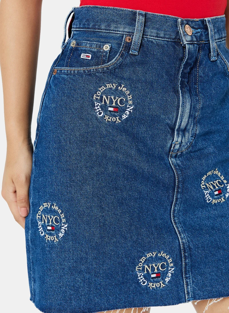 TOMMY JEANS Logo Mom Denim Skirt