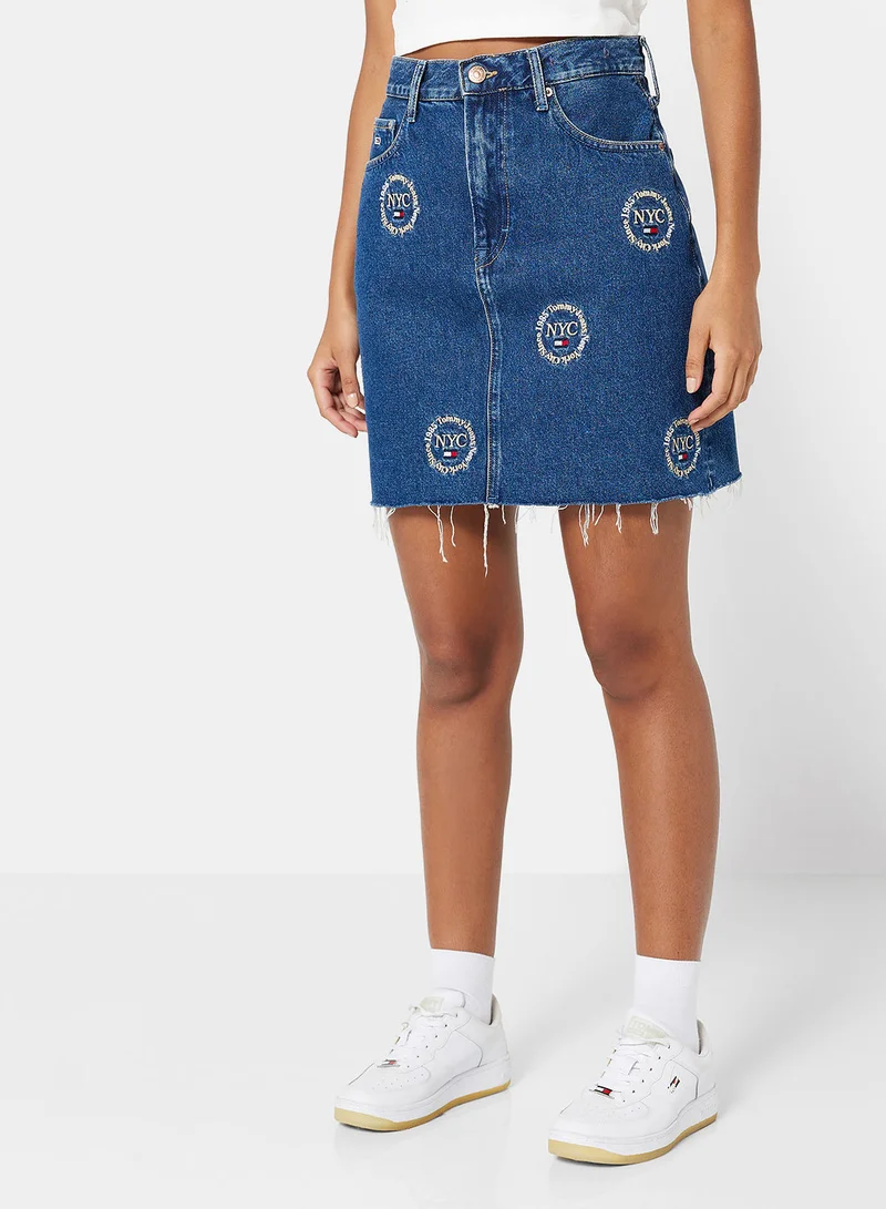 TOMMY JEANS Logo Mom Denim Skirt