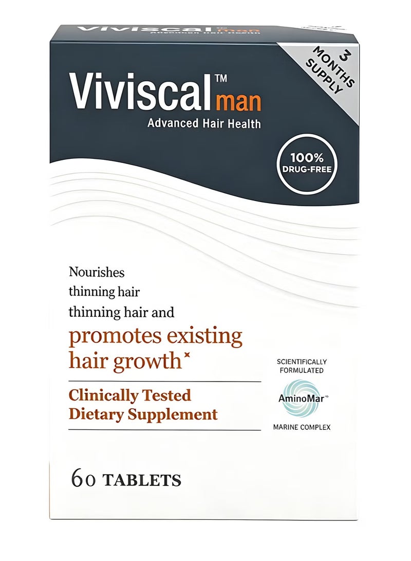 Viviscal Man Hair Health Supplements, 60 Tablets - Image 1
