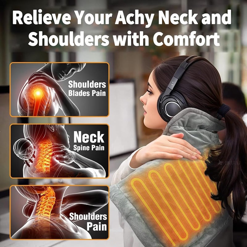 AMINAC Heating Pad for Pain Relief, Electric Heat Pad for Back Neck and Shoulders, 58x42cm, Soft Material, Auto Shut Off, 6 Temperature Levels, 4 Timer Settings, Hand and Machine Washable, Gifts - Image 3