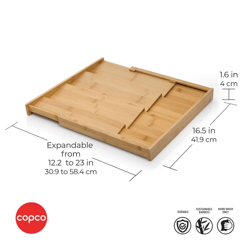 Copco 4 Tier Expandable Bamboo Spice Organizer for Drawers, Adjustable from 12.2 inch to 23 Inch, In Drawer Rack for Kitchen, Holds 32 Jars, Durable & Eco-Friendly Spice Storage Solution - Image 4