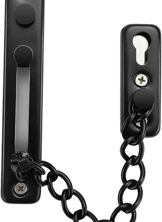 1pc Black Stainless Steel Door Lock Anti Theft Press Latch Guard with Spring Screws Nail Glue - Image 1