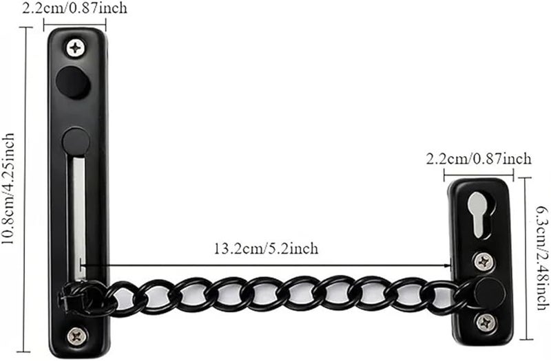 1pc Black Stainless Steel Door Lock Anti Theft Press Latch Guard with Spring Screws Nail Glue - Image 4