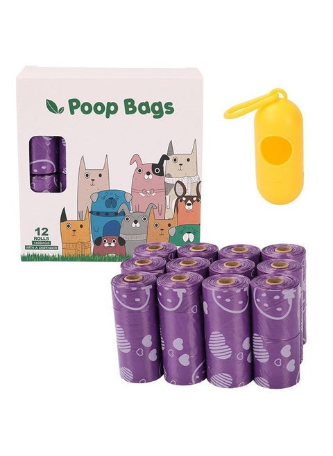 Degradable Pet Garbage Bags Outdoor Dog Walking Poop Bags 12 Rolls + Dispenser