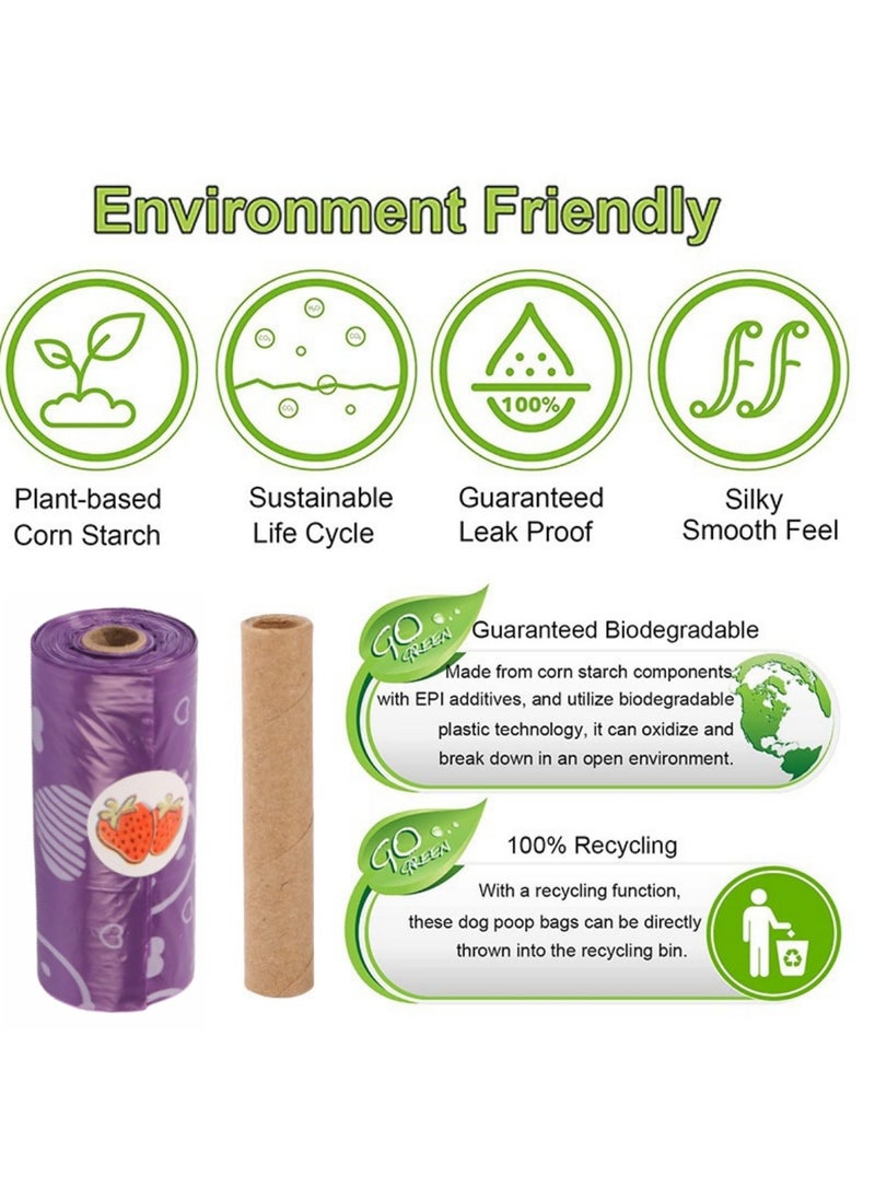 Degradable Pet Garbage Bags Outdoor Dog Walking Poop Bags 12 Rolls + Dispenser