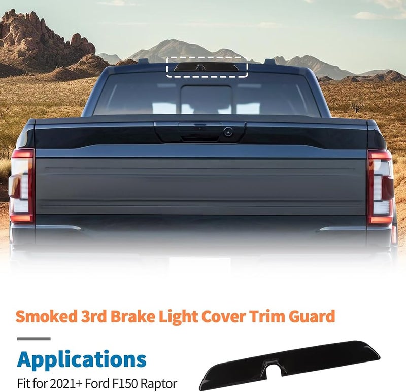 JeCar Smoked Third Brake Light Cover Trim Guard for 2021+ Ford F150 Raptor - Image 3