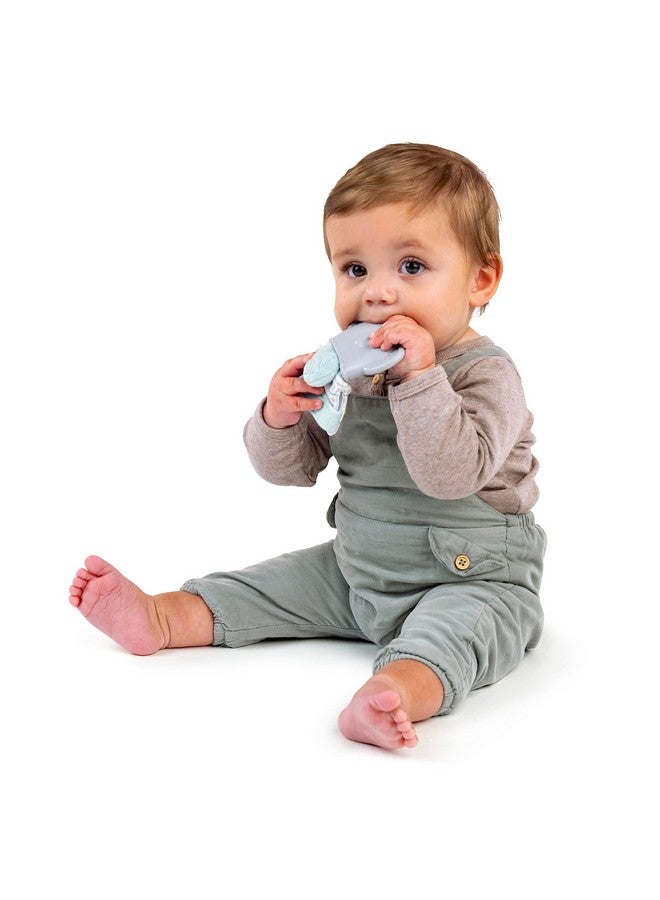 إنجنيونتي قفاز التسنين وخشخيشة للأطفال من إنجينيويتي، مصنوع من السيليكون الخالي من مادة BPA، يصدر صوت خشخيشة لطيف، مزود بحزام قابل للتعديل، بتصميم فيل، مناسب للجنسين - فان - Image 1