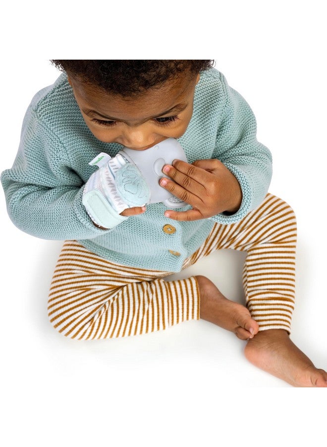 إنجنيونتي قفاز التسنين وخشخيشة للأطفال من إنجينيويتي، مصنوع من السيليكون الخالي من مادة BPA، يصدر صوت خشخيشة لطيف، مزود بحزام قابل للتعديل، بتصميم فيل، مناسب للجنسين - فان - Image 4