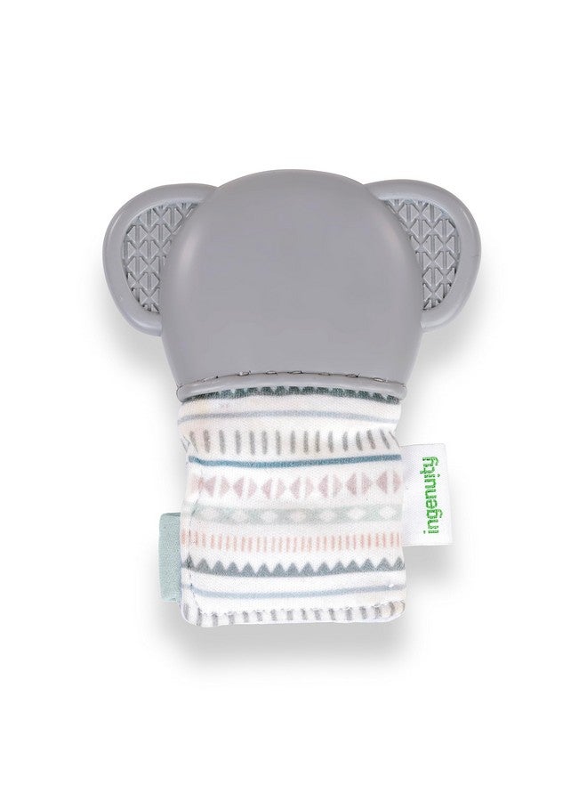 إنجنيونتي قفاز التسنين وخشخيشة للأطفال من إنجينيويتي، مصنوع من السيليكون الخالي من مادة BPA، يصدر صوت خشخيشة لطيف، مزود بحزام قابل للتعديل، بتصميم فيل، مناسب للجنسين - فان - Image 3