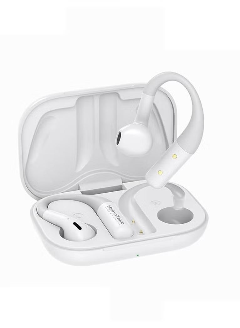 Haino Teko OWS-H4 OpenFit Bluetooth Earphones – HD Sound, Noise Cancellation, Touch Controls, Long Battery Life, Open-Ear Comfort, Wireless Headset for Calls, Music & Daily Use – White - Image 1